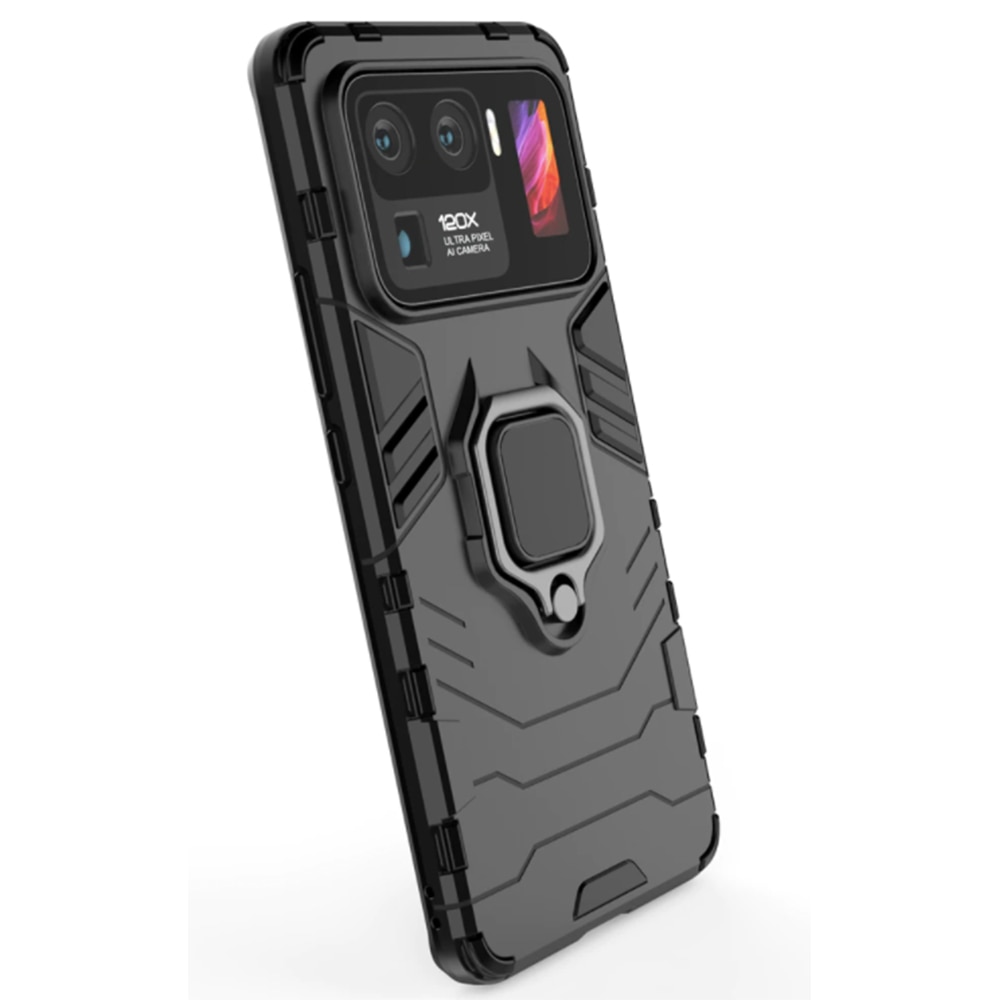 Husa G-Ring Defender compatibila cu Xiaomi Mi 11 Ultra, Antishock Armor, Inel rotativ 360 grade, Magnet suport auto incorporat, TPU si PC, Black