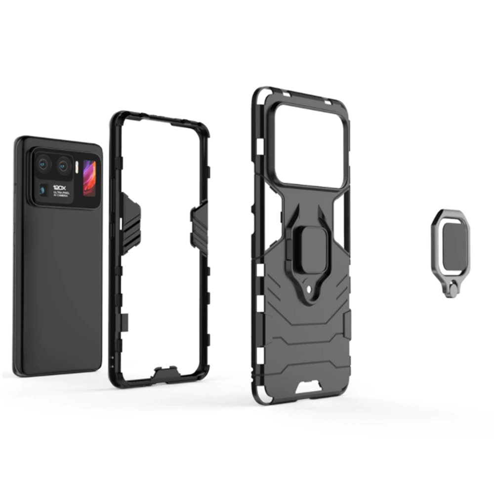 Husa G-Ring Defender compatibila cu Xiaomi Mi 11 Ultra, Antishock Armor, Inel rotativ 360 grade, Magnet suport auto incorporat, TPU si PC, Black