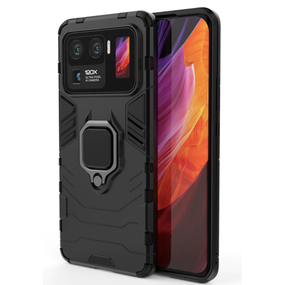 Husa G-Ring Defender compatibila cu Xiaomi Mi 11 Ultra, Antishock Armor, Inel rotativ 360 grade, Magnet suport auto incorporat, TPU si PC, Black