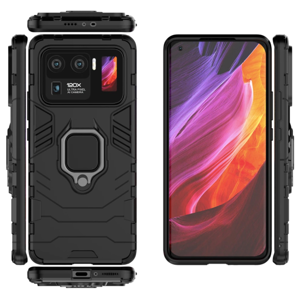 Husa G-Ring Defender compatibila cu Xiaomi Mi 11 Ultra, Antishock Armor, Inel rotativ 360 grade, Magnet suport auto incorporat, TPU si PC, Black