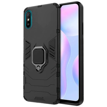 Husa G-Ring Defender compatibila cu Xiaomi Redmi 9A, Antishock Armor, Inel rotativ 360 grade, Magnet suport auto incorporat, TPU si PC, Black Husa G-Ring Defender compatibila cu Xiaomi Redmi 9A, Antishock Armor, Inel rotativ 360 grade, Magnet suport auto incorporat, TPU si PC, Black