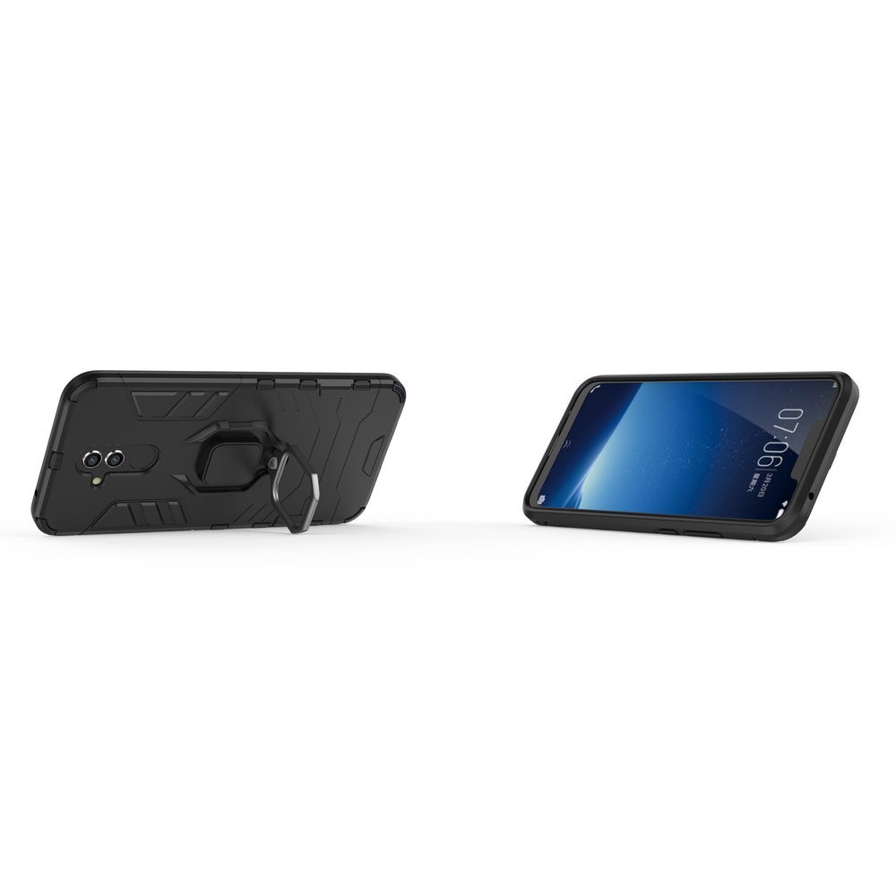 Husa G-Ring Defender compatibila cu Huawei Mate 20 Lite, Antishock Armor, Inel rotativ 360 grade, Magnet suport auto incorporat, TPU si PC, Black