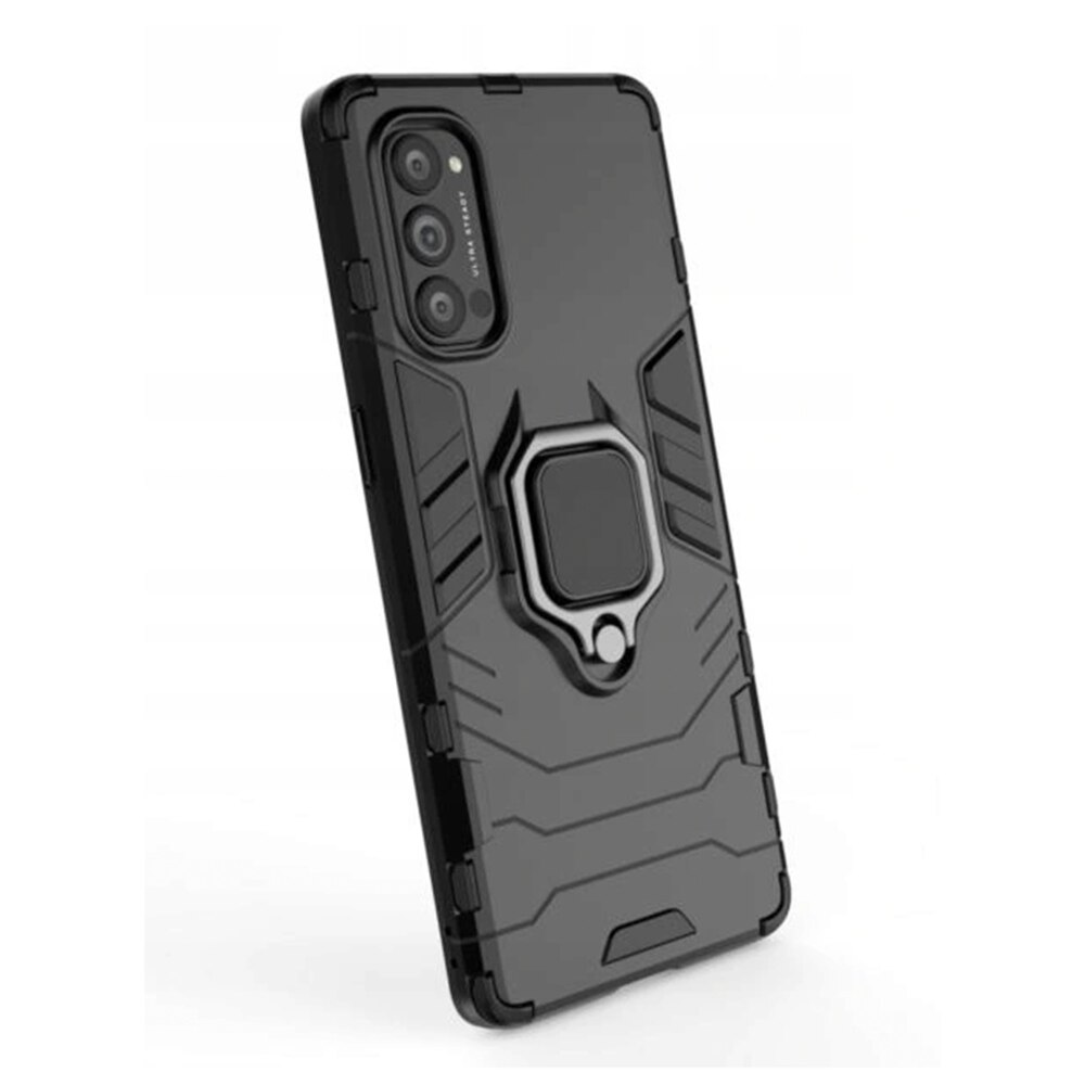 Husa G-Ring Defender compatibila cu Oppo Reno 4 Pro, Antishock Armor, Inel rotativ 360 grade, Magnet suport auto incorporat, TPU si PC, Black