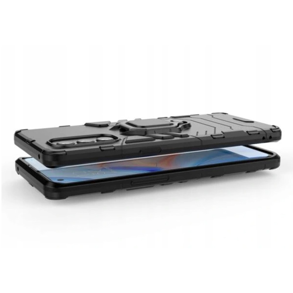 Husa G-Ring Defender compatibila cu Oppo Reno 4 Pro, Antishock Armor, Inel rotativ 360 grade, Magnet suport auto incorporat, TPU si PC, Black