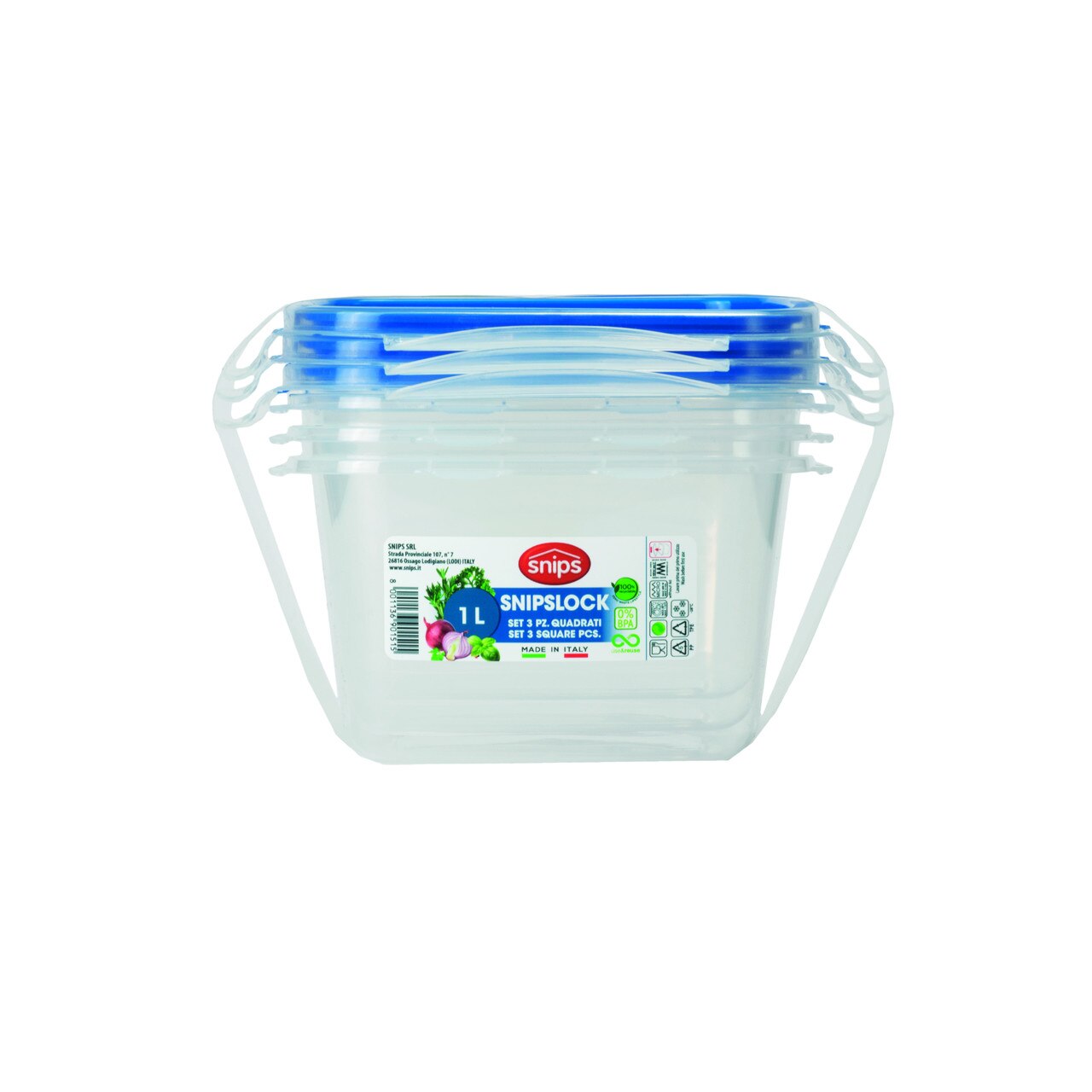 Set 3 caserole alimentare, Snips, Lock, 1 L, polipropilena