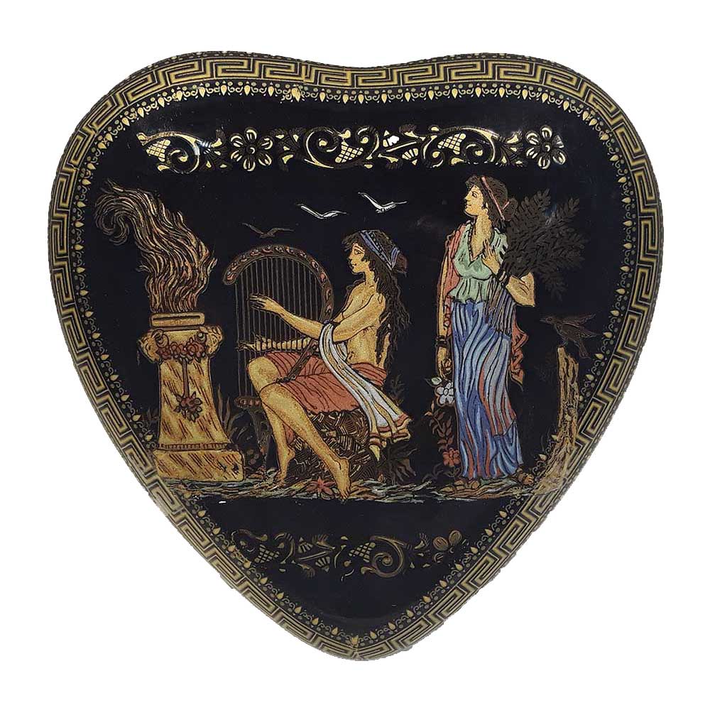 Cutie de bijuterii in forma de inima, 13x13x5 cm, Lucrata manual, Foita de Aur 24k