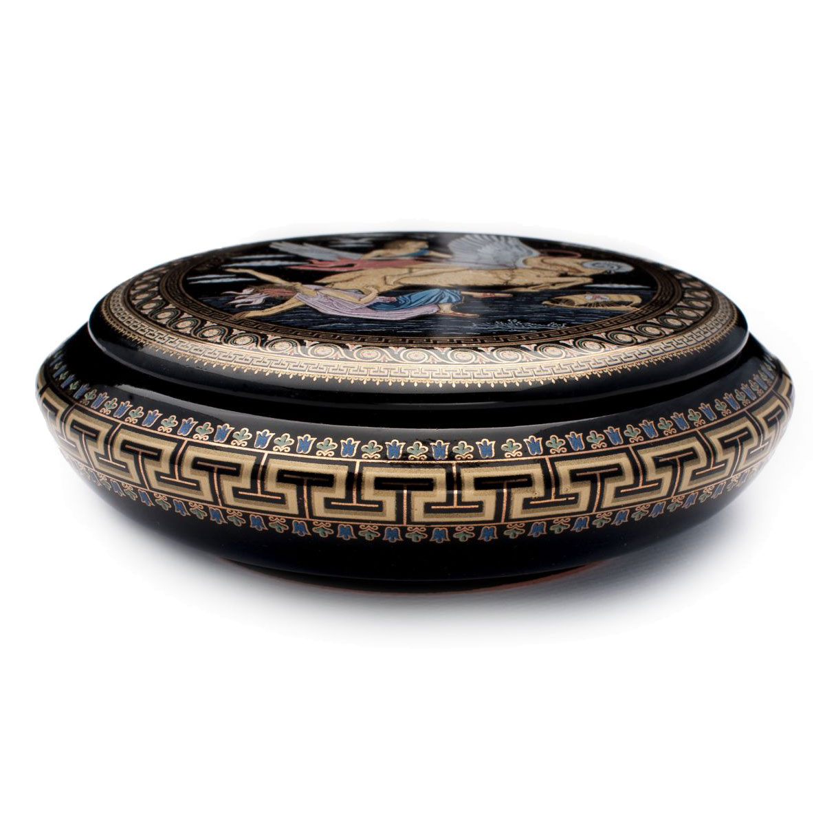 Caseta de Bijuterii cu Foita de Aur 24k diametru 12cm ClassGifts HandMade in Greece