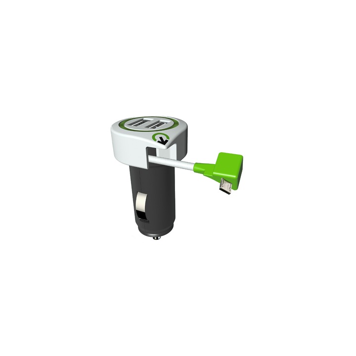 Адаптер за пътуване Q2 Power Triple USB Car Charger Micro USB Connector, За автомобил