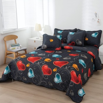 Set cuvertura matlasata si 4 fete de perna, 220 x 240 cm, pat dublu, Casa de Vis, B005 Set cuvertura matlasata si 4 fete de perna, 220 x 240 cm, pat dublu, Casa de Vis, B005