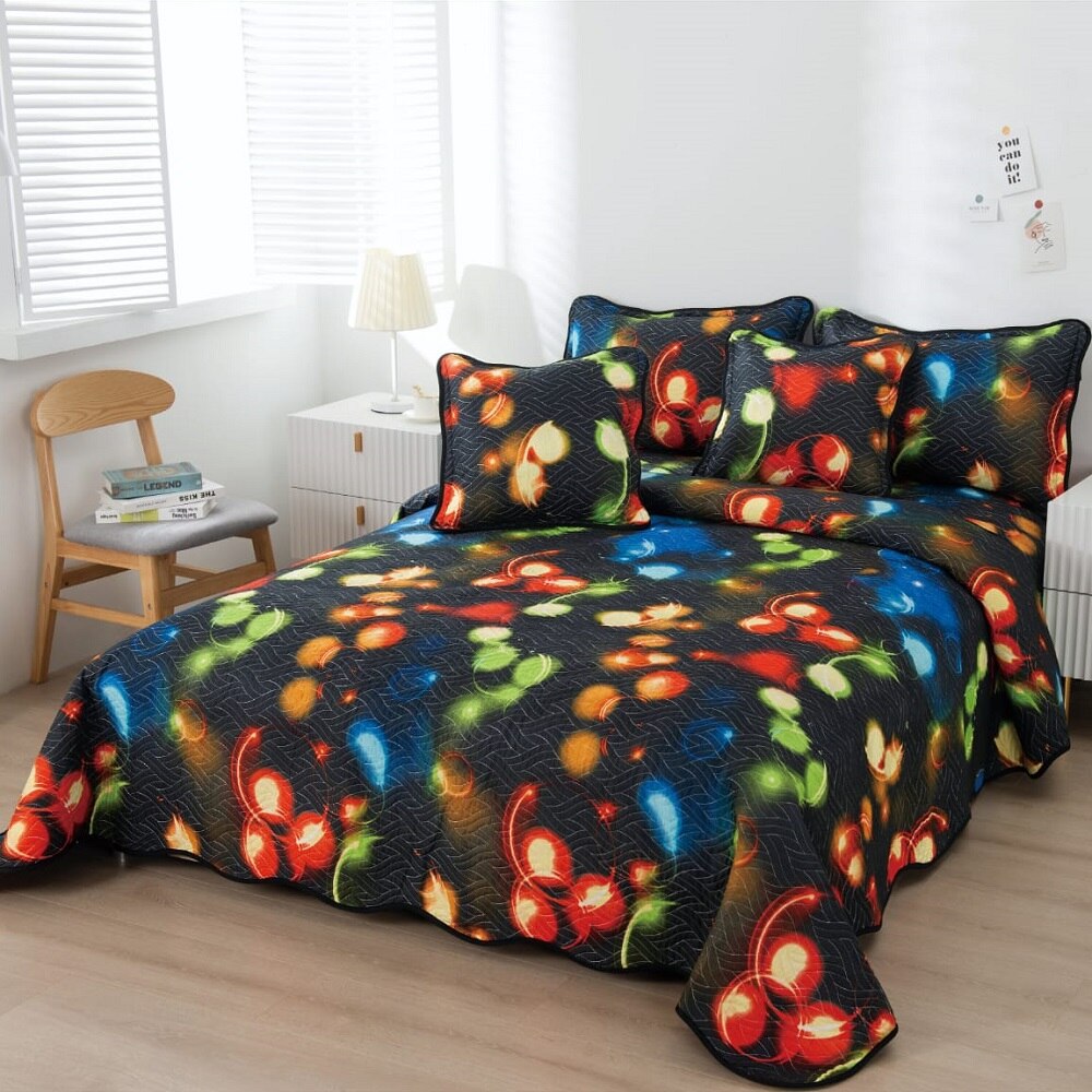 Set cuvertura matlasata si 4 fete de perna, 220 x 240 cm, pat dublu, Casa de Vis, B016