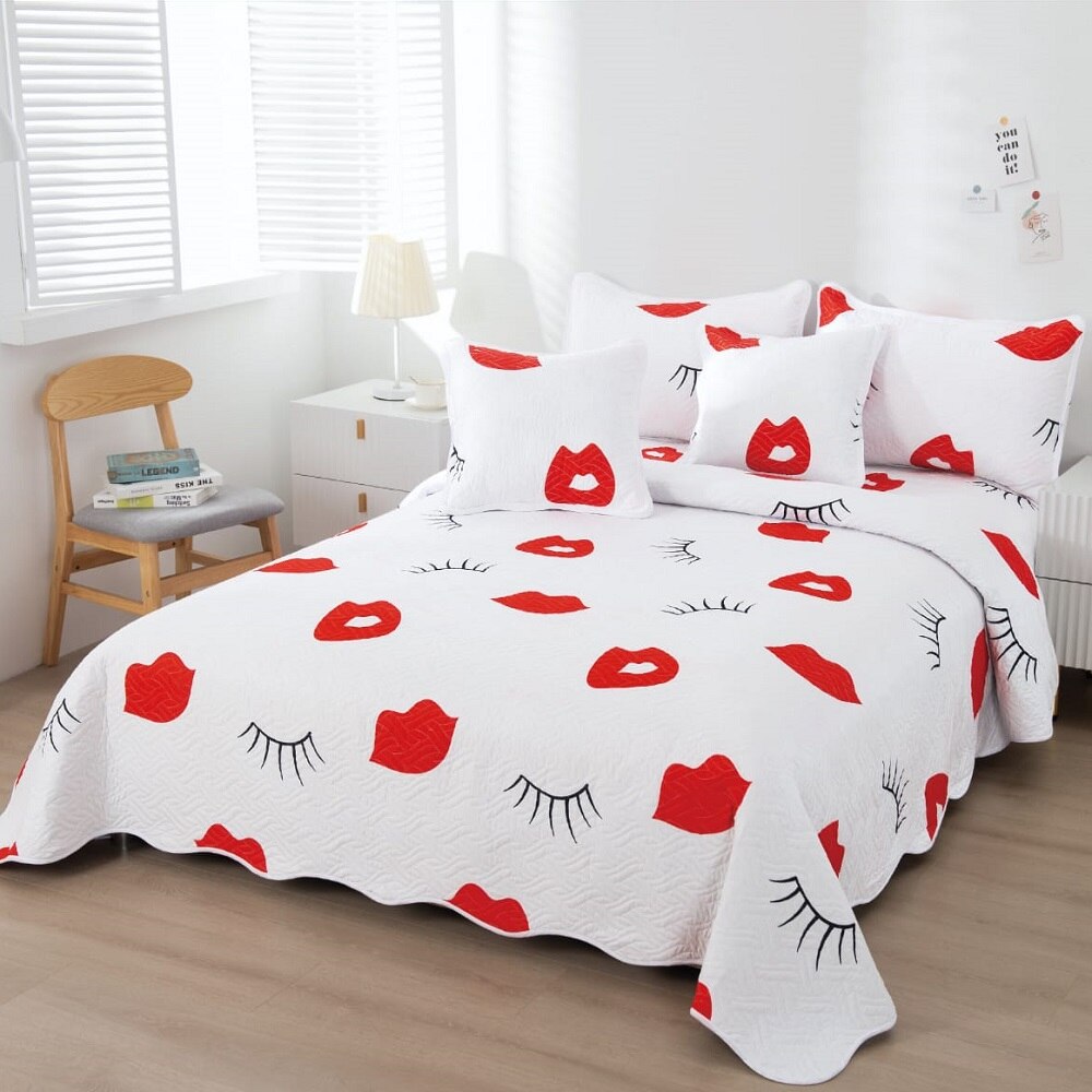 Set cuvertura matlasata si 4 fete de perna, 220 x 240 cm, pat dublu, Casa de Vis, B012