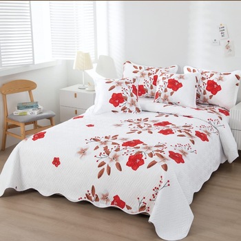 Set cuvertura matlasata si 4 fete de perna, 220 x 240 cm, pat dublu, Casa de Vis, B027 Set cuvertura matlasata si 4 fete de perna, 220 x 240 cm, pat dublu, Casa de Vis, B027