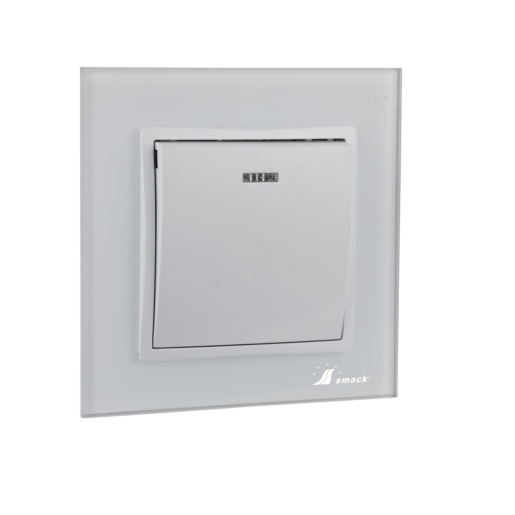 Intrerupator Simplu Cu Led Smack,10A,Sf8101fkw.Rama Sticla,Alb