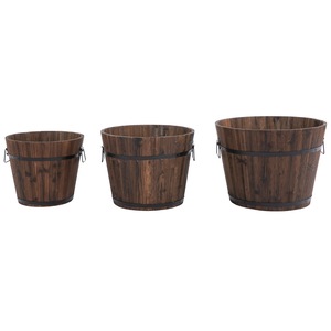 Set 3 ghivece Outsunny, Interior/Exterior, Lemn, Maro