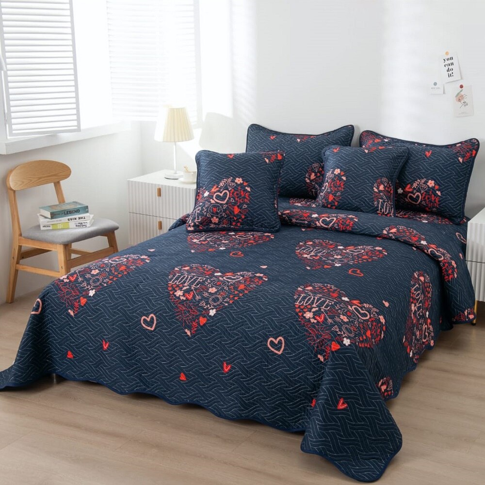 Set cuvertura matlasata si 4 fete de perna, 220 x 240 cm, pat dublu, Casa de Vis, B031