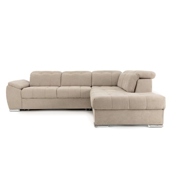 Coltar Extensibil ENZO, cu tetiere,, 265x230x80 cm, Dreapta, Bej Coltar Extensibil ENZO, cu tetiere,, 265x230x80 cm, Dreapta, Bej