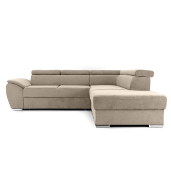 Coltar Extensibil CUBA, cu tetiere, 275x240x80 cm, Dreapta, Bej Coltar Extensibil CUBA, cu tetiere, 275x240x80 cm, Dreapta, Bej