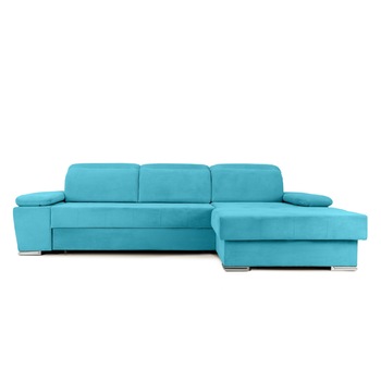 Coltar Extensibil TRENDY, cu lada de depozitare, cu tetiere, 300x180x110 cm, Dreapta, Turcoaz Coltar Extensibil TRENDY, cu lada de depozitare, cu tetiere, 300x180x110 cm, Dreapta, Turcoaz