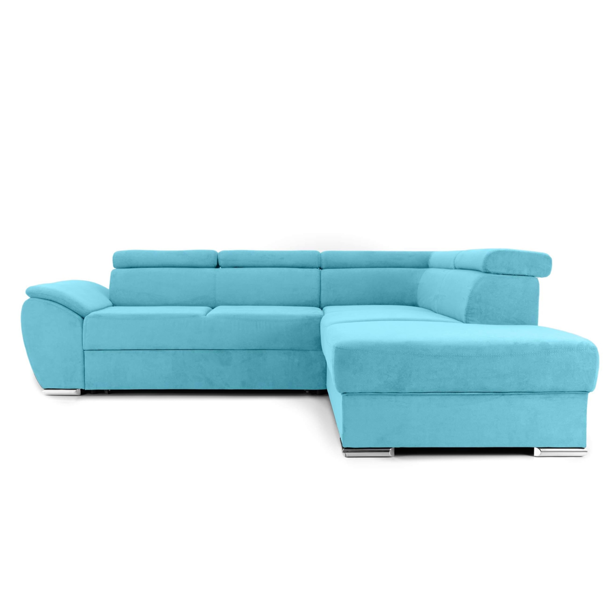 Coltar Extensibil CUBA, cu tetiere, 275x240x80 cm, Dreapta, Turcoaz