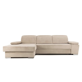 Coltar Extensibil TRENDY, cu lada de depozitare, cu tetiere, 300x180x110 cm, Stanga, Bej Coltar Extensibil TRENDY, cu lada de depozitare, cu tetiere, 300x180x110 cm, Stanga, Bej
