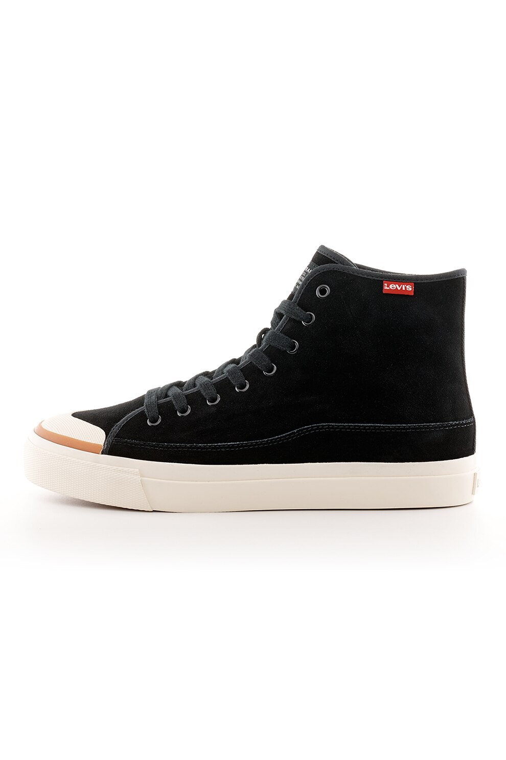 Levi's, Pantofi sport mid-high de piele intoarsa cu aplicatie cap toe, Negru