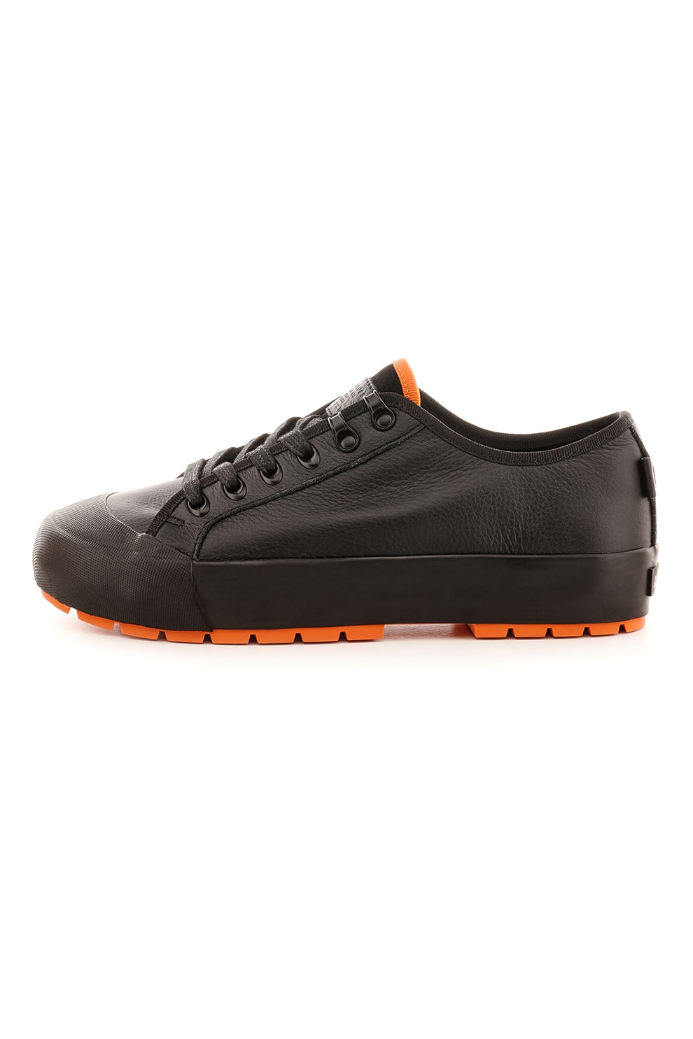 Levi's, Tenisi low top de piele cu talpa contrastanta, Negru/Oranj mandarina