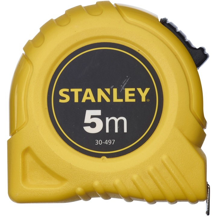 Ruleta 5m Stanley Global 0-30-497, cu carlig cromat pentru centura, blocare mare si confortabila, carcasa ergonomica ABS de inalt impact, confortabila la utilizare