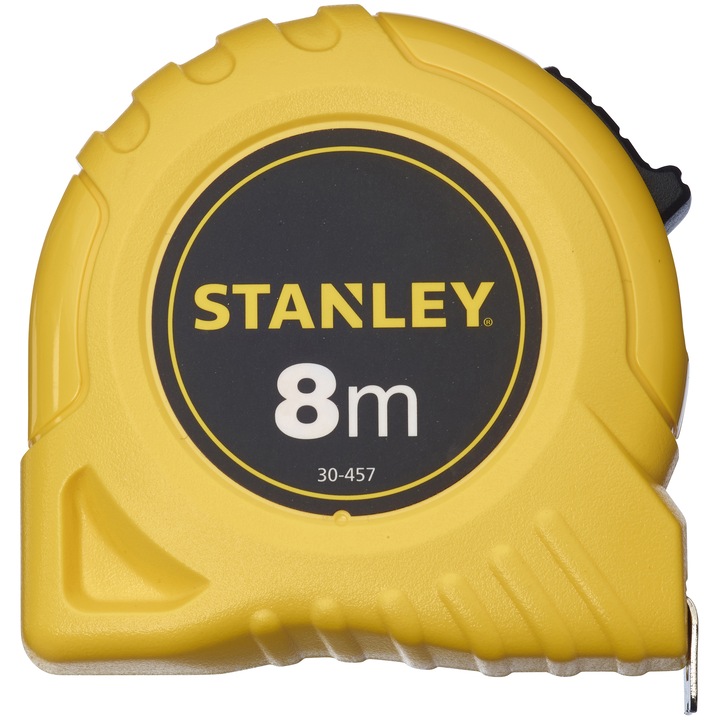 Ruleta 8m Stanley Global 0-30-457, cu carlig pentru centura cromat, blocare mare si confortabila, carcasa ergonomica ABS de inalt impact, confortabila la utilizare