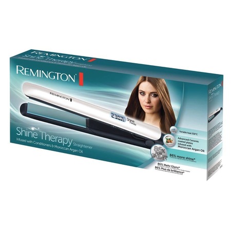 Placa de indreptat parul Remington Shine Therapy S8500, 230 grade, LCD, Alb