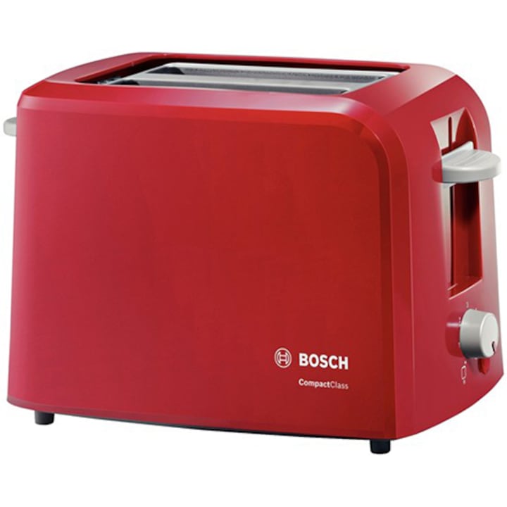 Prajitor de paine Bosch TAT3A014, 980 W, 2 felii, Rosu