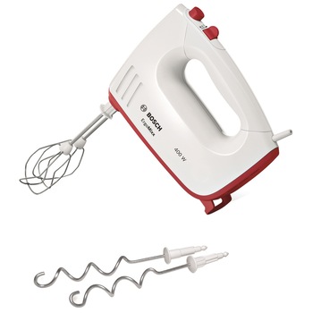 Mixer de mana Bosch MFQ36300, 400 W, 5 viteze + Turbo, Alb/Rosu Mixer de mana Bosch MFQ36300, 400 W, 5 viteze + Turbo, Alb/Rosu