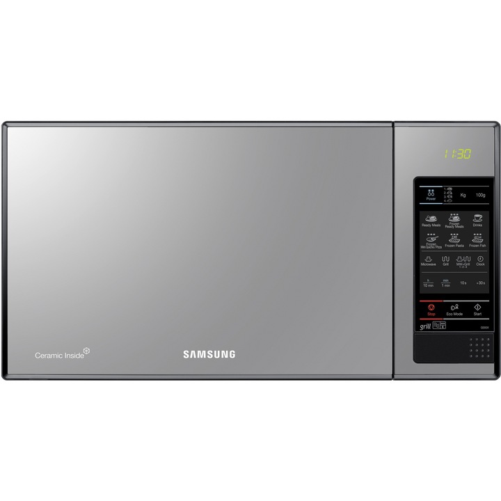 Samsung GE83X mikrohullámú sütő, 23 l, 800 W, grill, digitális kijelző, gyerekzár, fekete üveg