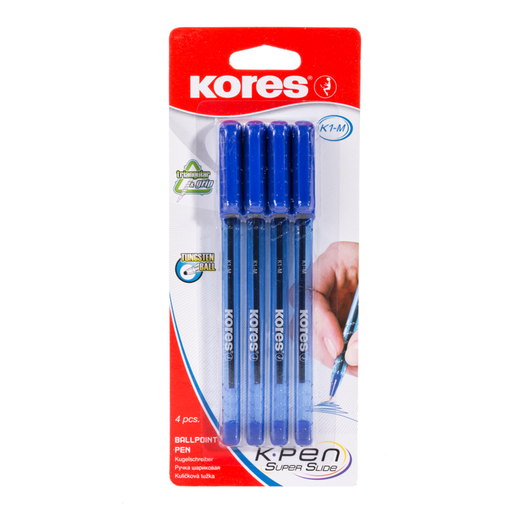 Kores K1 M tollkészlet, 0.7 mm, Háromszögletű, Kék, 4 darab/csomag
