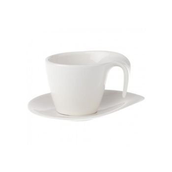 Ceasca si farfurie cappuccino Flow,380ml, 349509, portelan alb Ceasca si farfurie cappuccino Flow,380ml, 349509, portelan alb