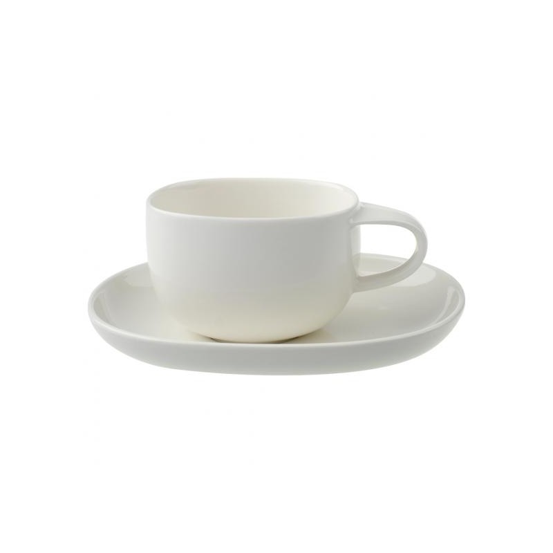 Ceasca si farfurie pentru cafea sau ceai,portelan alb,Urban Nature,240ml,420499