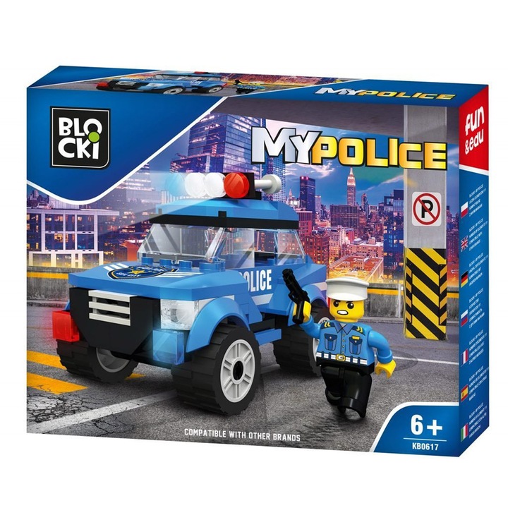 Конструктивен комплект Blocki My Police - Полицейска кола за патрулиране, 111 части