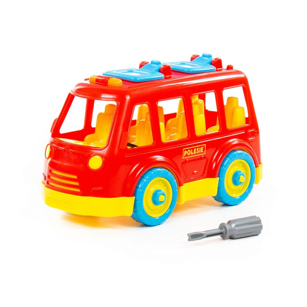 Masinuta Polesie - Autobuz demontabil, rosu, 26.5 x 14.5 x 15.5 cm