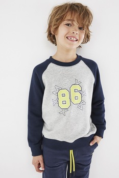 Mexx, Bluza sport cu imprimeu text, Gri melange/Bleumarin Mexx, Bluza sport cu imprimeu text, Gri melange/Bleumarin