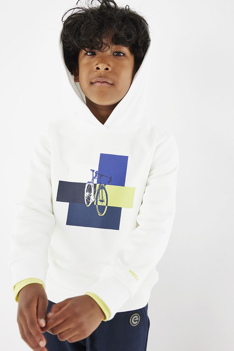 Mexx, Hanorac cu imprimeu grafic, Alb/Albastru