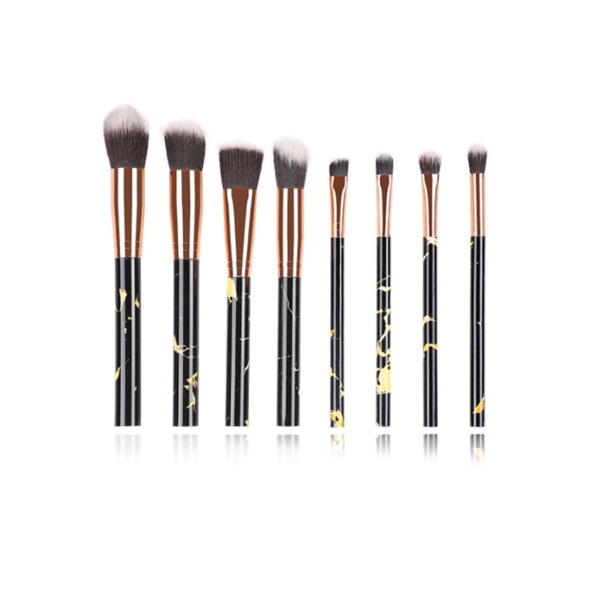 Set 8 pensule machiaj profesional, CRT, Premium Brush, Par sintetic maro/roz
