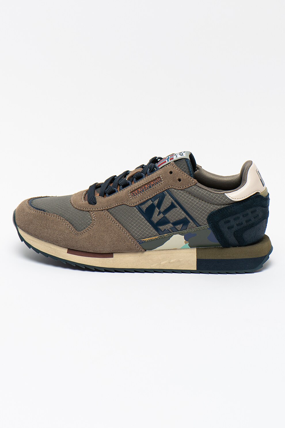 Napapijri, Pantofi sport de piele si material textil Virtus, Kaki
