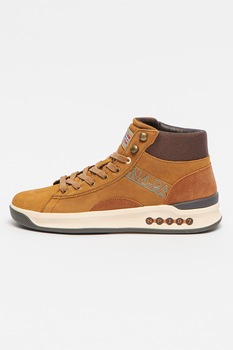 Napapijri, Pantofi sport mid-high de piele Egret, Maro caramel/Maro scortisoara Napapijri, Pantofi sport mid-high de piele Egret, Maro caramel/Maro scortisoara