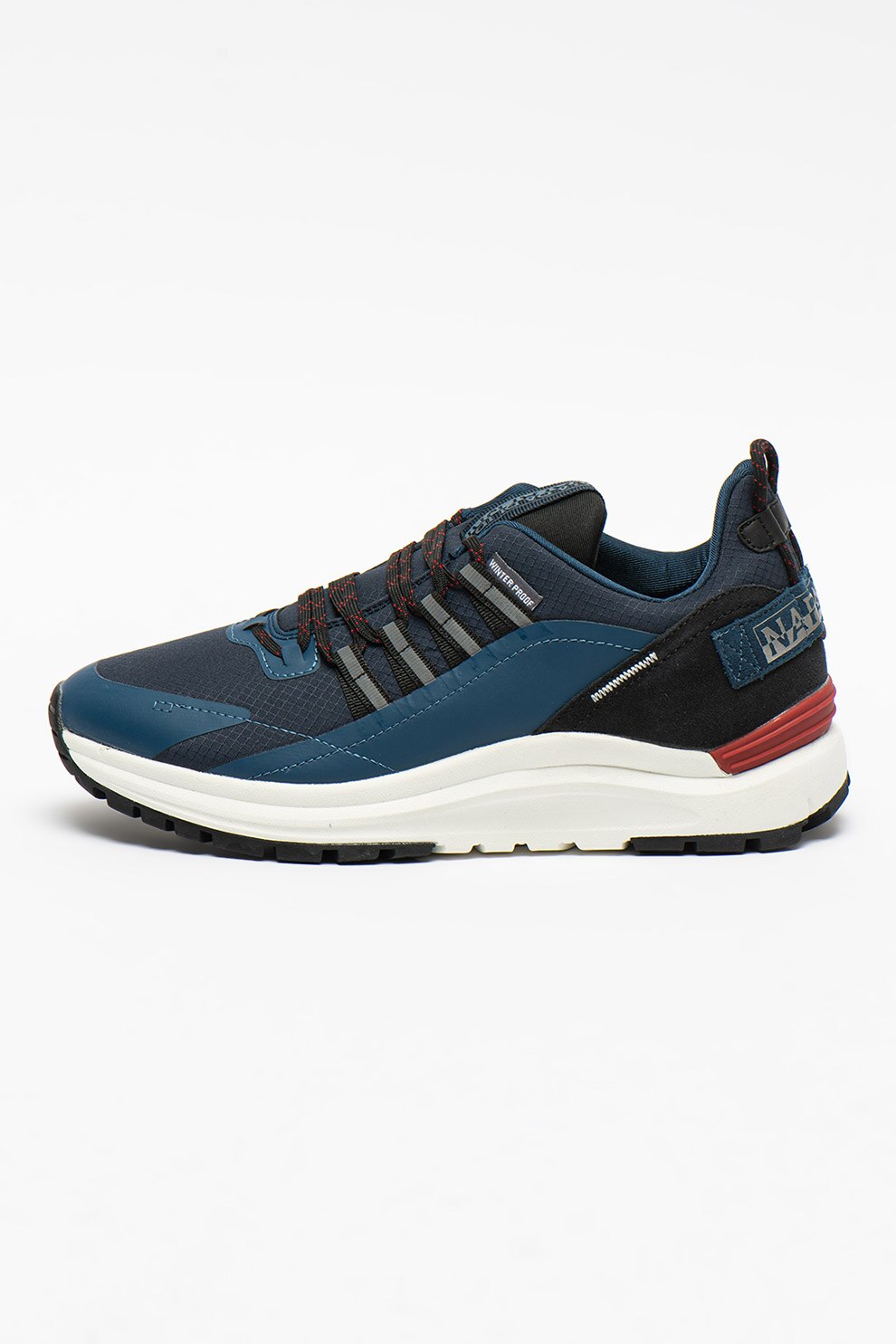 Napapijri, Pantofi sport cu garnituri din piele intoarsa Willet, Albastru/Bleumarin/Negru