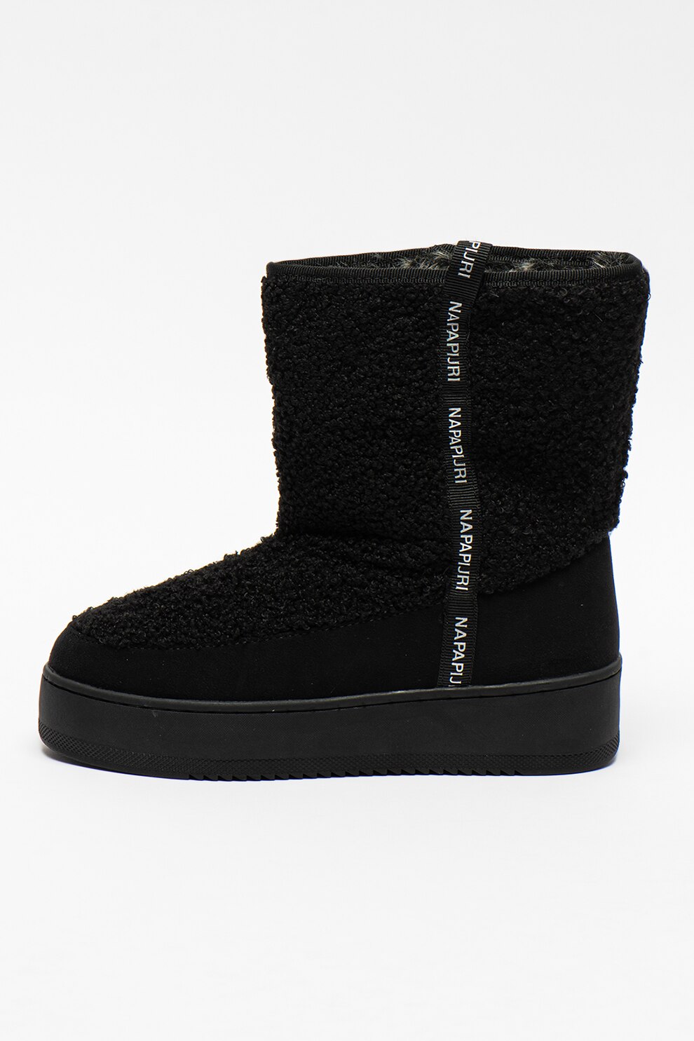 Napapijri, Ghete fara inchidere din blana shearling River, Negru