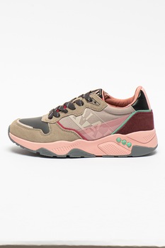 Napapijri - Lea sneaker nyersbőr részletekkel, szürke/pasztell rózsaszín/szilvalila