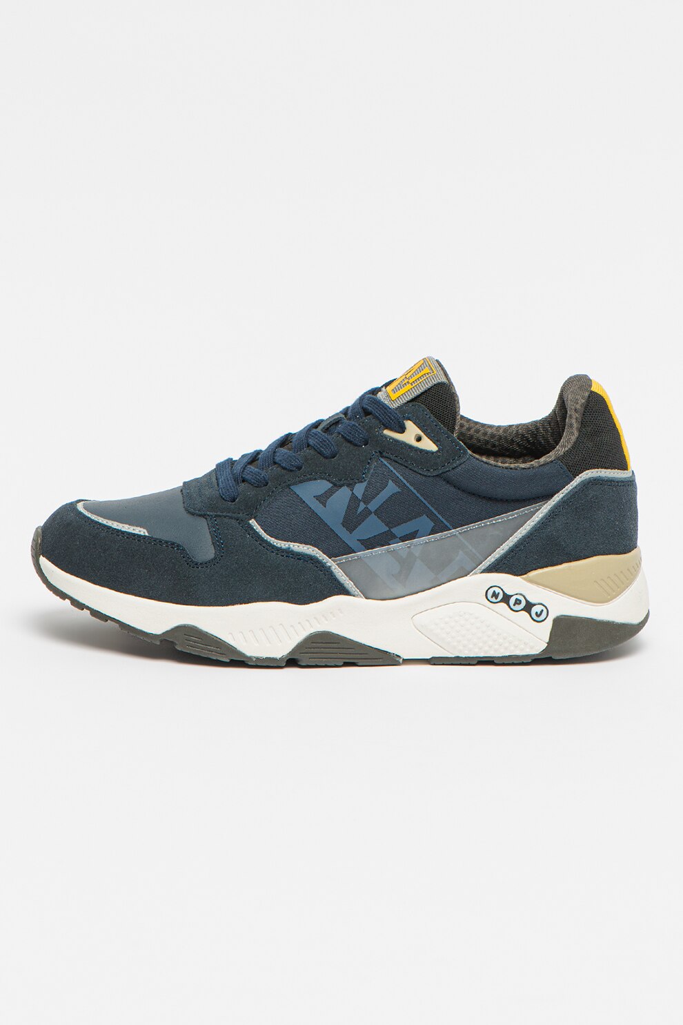Napapijri, Pantofi sport cu insertii de piele intoarsa, Bleumarin/ Gri