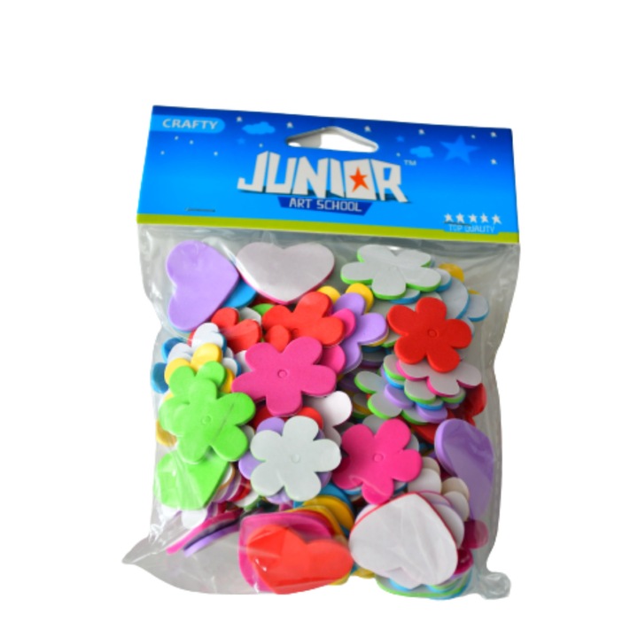 Set inimioare si flori colorate din spuma 120 de bucati