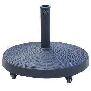 Suport umbrela Outsunny, 4 roti cu frane, Otel/Rasina, 52x41cm, Negru