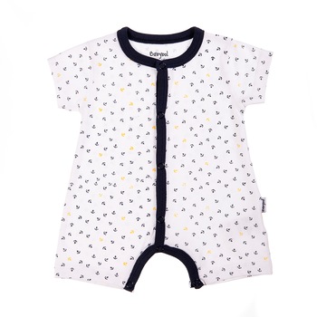 Salopeta nou nascut Babybol, maneca scurta, imprimeu ancore, alb/albastru, 1 luna , 56 cm Salopeta nou nascut Babybol, maneca scurta, imprimeu ancore, alb/albastru, 1 luna , 56 cm