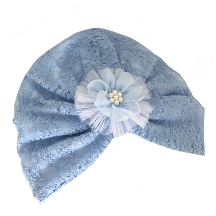 Turban dantela albastru deschis